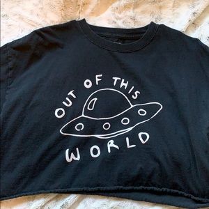 “Out of This World” black crop top